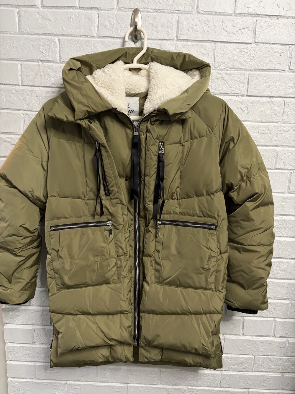 Olav Olive Green Sherpa-Lined Ski Puffer Jacket